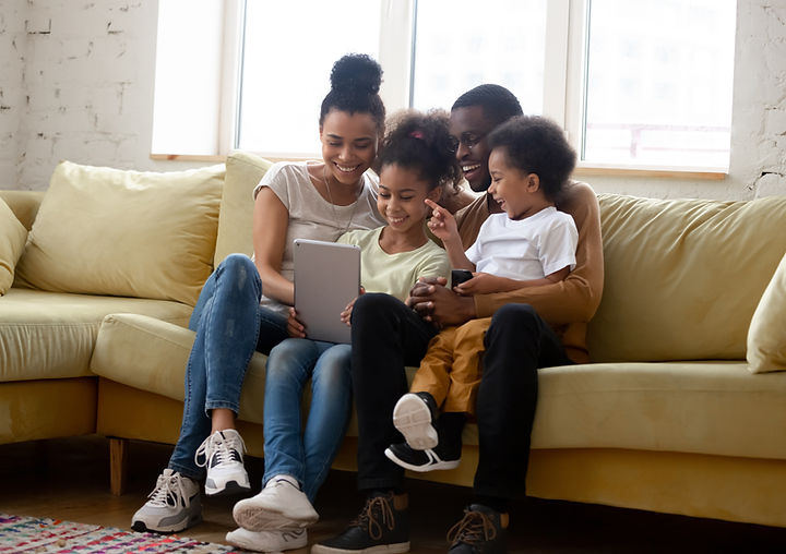 black Family with Tablet