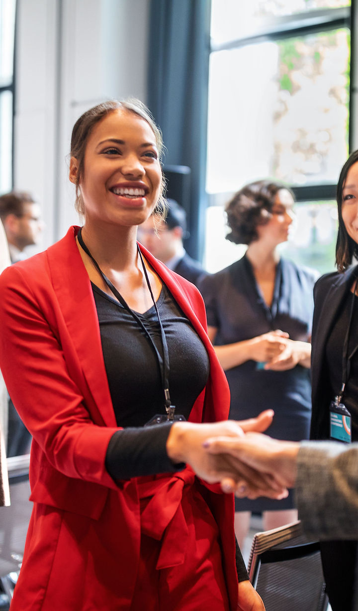 woman shaking hands
