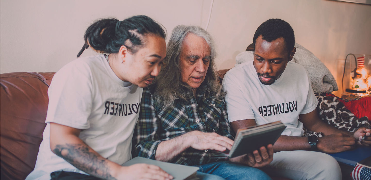 Volunteers helping the elderly
